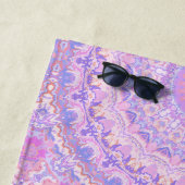 Serviette De Plage Mandala bohème complexe aux couleurs psychédélique (En situation)