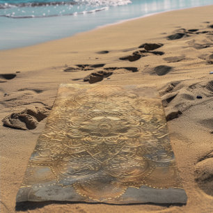 Serviette De Plage Mandala Bohème Élégant Doré
