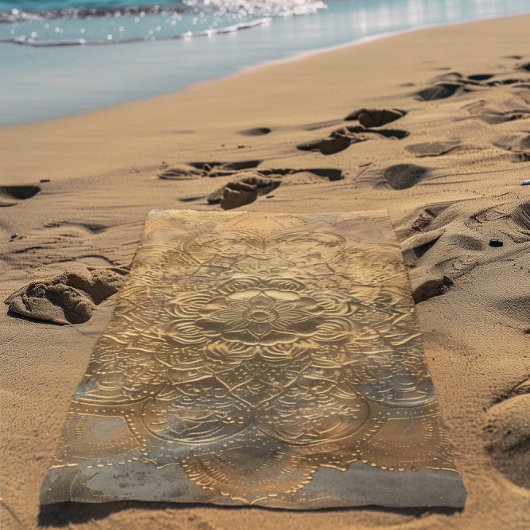 Serviette De Plage Mandala Bohème Élégant Doré