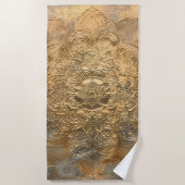 Serviette De Plage Mandala Bohème Élégant Doré (Devant)