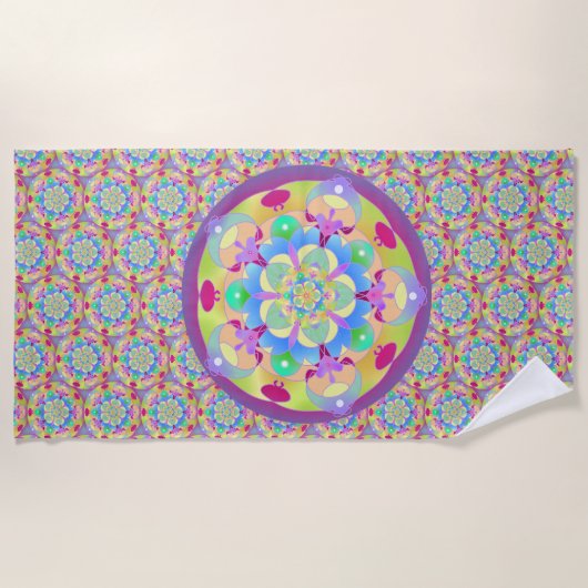Serviette De Plage Mandala de la chanson arc-en-ciel (Devant)