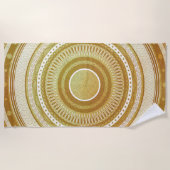 Serviette De Plage Mandala d'or et de paillettes (Devant)