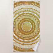 Serviette De Plage Mandala d'or et de paillettes (Devant)