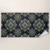 Serviette De Plage Mandala émeraude dorée (Devant)