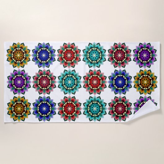 Serviette De Plage Mandala en différentes couleurs (Devant)