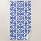 Serviette De Plage Mandala Grec Mal Eye Motif Bleu Blanc (Devant)