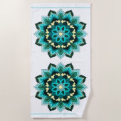 Serviette De Plage Mandala Motif 02 en aqua (Devant)