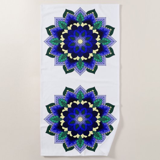 Serviette De Plage Mandala Motif 02 en bleu foncé (Devant)