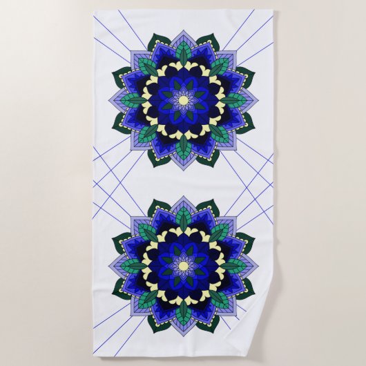 Serviette De Plage Mandala Motif 02 en bleu foncé Beach Towel (Devant)