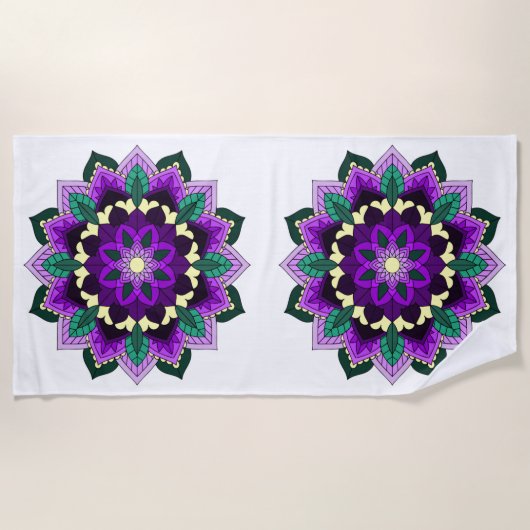 Serviette De Plage Mandala Motif 02 en violet (Devant)