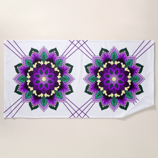 Serviette De Plage Mandala Motif 02 en violet Beach Towel (Devant)