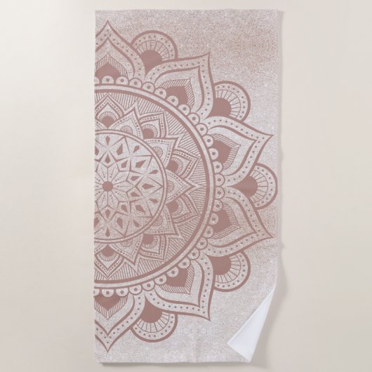 Serviette De Plage Mandala Om Parties scintillant Rose or Dusty rose (Devant)