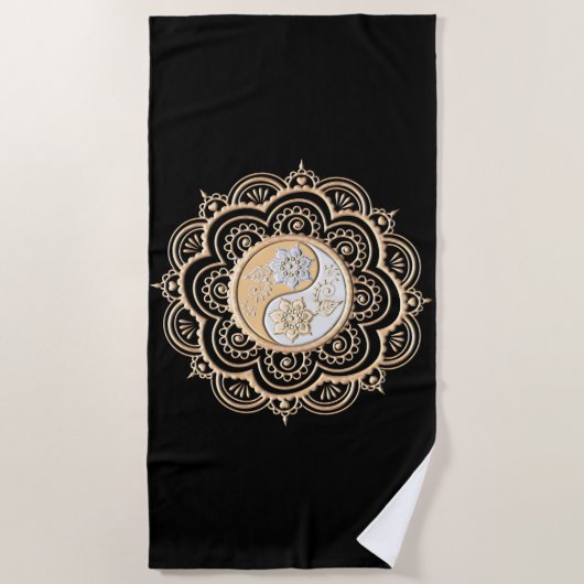 Serviette De Plage Mandala or et argent (Devant)