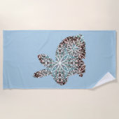 Serviette de plage Mandala Rabbit Chocolate et Blu (Devant)