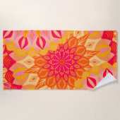 Serviette De Plage Mandala superposé orange rose jaune (Devant)