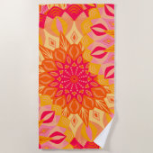 Serviette De Plage Mandala superposé orange rose jaune (Devant)