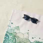 Serviette De Plage Mandala Turquoise foncé Nom (En situation)