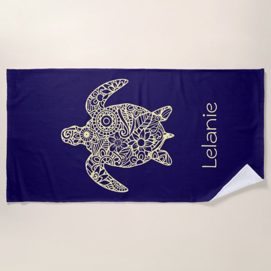 Serviette De Plage Mandala Turtle Royal Blue (Devant)