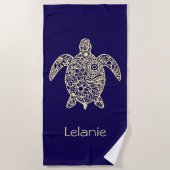 Serviette De Plage Mandala Turtle Royal Blue (Devant)