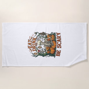 Serviette De Plage Manger Boire Être Squelette Épouvantable Halloween
