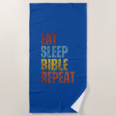 SERVIETTE DE PLAGE MANGER DORMIR BIBLE RÉPÉTER (Devant)