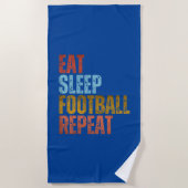 SERVIETTE DE PLAGE MANGER DORMIR FOOTBALL RÉPÉTER (Devant)