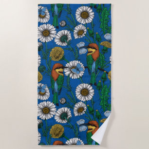 Serviette De Plage Mangeurs d'abeilles sur bleu