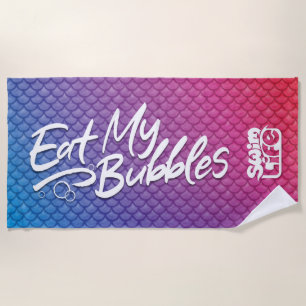 Serviette De Plage "Mangez mes bulles" Vie de baignade Pales rose/vio