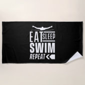 Serviette De Plage Mangez Sleep Swim Répéter (Devant)