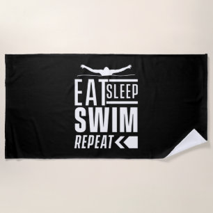 Serviette De Plage Mangez Sleep Swim Répéter