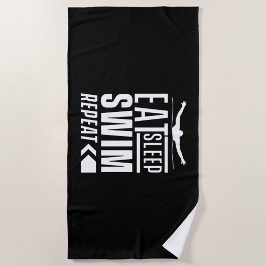 Serviette De Plage Mangez Sleep Swim Répéter (Devant)