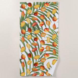 Serviette De Plage Mango vintage et verdure Motif de fruits d'été
