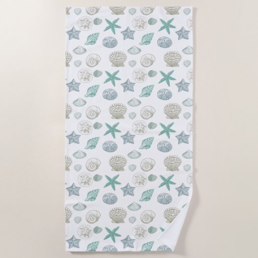 Serviette De Plage Maquillages bleus à la menthe (Devant)