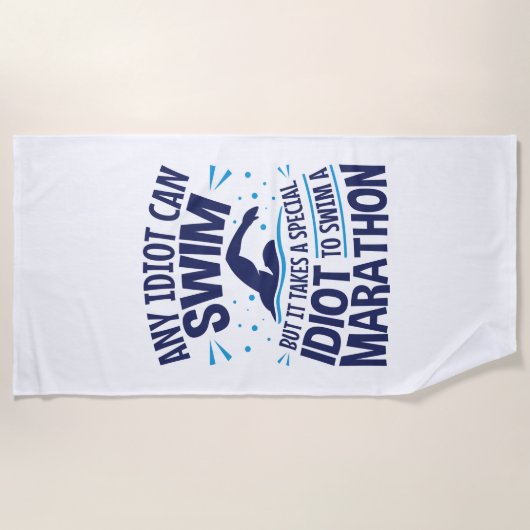 Serviette De Plage Marathon de natation en eau libre Citation drôle (Devant)