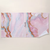 Serviette De Plage Marble Agate tendance Blue Rose Gold Collection (Devant)