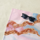 Serviette De Plage Marble Agate tendance Blue Rose Gold Collection (En situation)