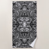 Serviette De Plage Marbre Abstrait noir et blanc liquide (Devant)