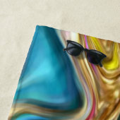 Serviette De Plage marbre abstrait tourbillons jaune turquoise bleu t (En situation)