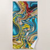 Serviette De Plage marbre abstrait tourbillons jaune turquoise bleu t (Devant)