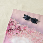 Serviette De Plage Marbre Agate Populaire Blue Rose Gold Collection (En situation)