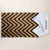 Serviette De Plage Marbre blanc Avec Chevrons D'Or (Devant)