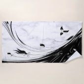 Serviette De Plage Marbre blanc, Noir, Filigree Or Graphique (Devant)