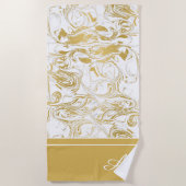 Serviette De Plage Marbre blanc or Monogramme en marbre simple (Devant)