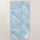 Serviette De Plage Marbre bleu Aqua Silver (Devant)