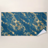 Serviette De Plage Marbre bleu or (Devant)