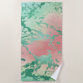 Serviette De Plage Marbre cool | Jolie Pastel Coral et Green Ombre (Devant)