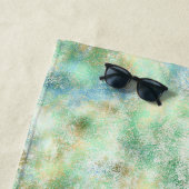 Serviette De Plage Marbre d'or Aqua Mint Abstrait (En situation)