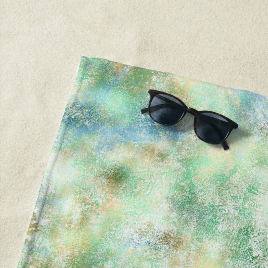 Serviette De Plage Marbre d'or Aqua Mint Abstrait (En situation)
