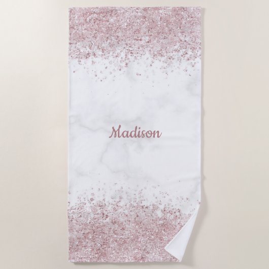 Serviette De Plage Marbre et Parties scintillant rose (Devant)
