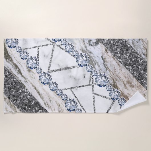 Serviette De Plage Marbre gris or blanc (Devant)